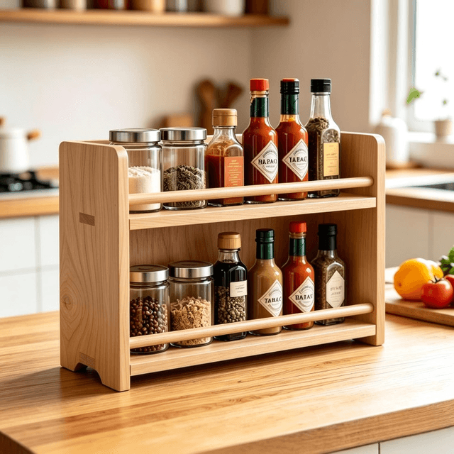Rak Bumbu Dapur Kayu Minimalis Tempat Bumbu Aesthetic Organizer Dapur Serbaguna - Custom Java